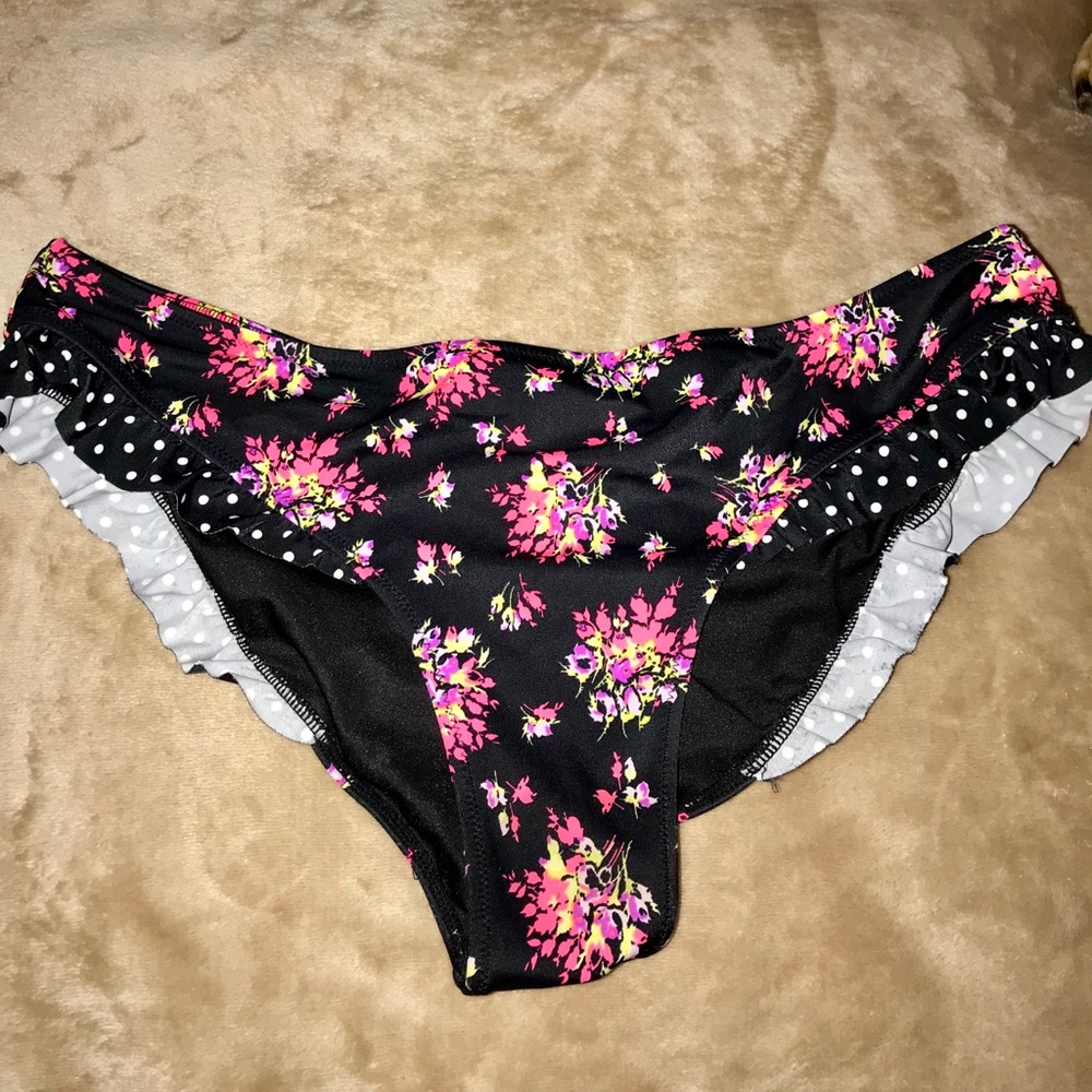 Victoria Secret Black Floral Cheeky Bikini Bottoms